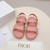 DIOR BACK-STRAP SANDALS 25S IN PEACHY PINK CALFSKIN WITH GOLD HARDWARE