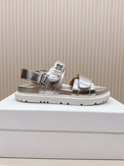 DIOR BACK-STRAP SANDALS 25S IN SILVER CALFSKIN WITH SILVER HARDWARE
