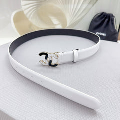 CC BELT 30 MM BLACK MIX WHITE CALFSKIN WITH METAL LOGO