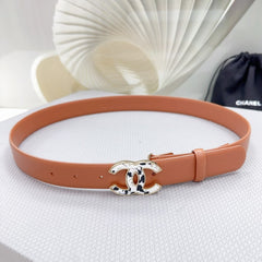 CC 30MM BELT IN TIGER ORANGE SHINNY CALFSKIN WHITE LOGO