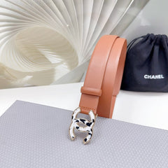 CC 30MM BELT IN TIGER ORANGE SHINNY CALFSKIN WHITE LOGO