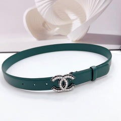 CC 30MM BELT IN GREEN FOREST CALFSKIN METAL HARDWARE