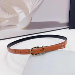 CC BELT 20 MM IN BRONZE BROWN MIX BLACK CALFSKIN GOLD HARDWARE