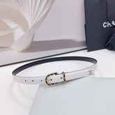 CC BELT 20 MM IN WHITE MIX BLACK CALFSKIN GOLD HARDWARE