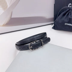 CC BELT 20 MM IN BLACK CALFSKIN SILVER HARDWARE