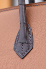 BIRKIN FAUBOURG TOUCH 20 IN CHOCOLATE MIX BRONZE BROWN CALFSKIN WITH SILVER HARDWARE