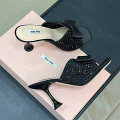 BLACK HIGH-HEELS COWHIDE WITH CRYSTALS-BLACK