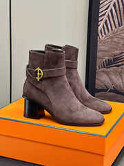 JILL 60 ANKLE BOOT IN BRUNETTE BROWN SUEDE