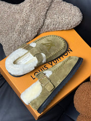 COLORADO COMFORT MARY JANE IN SAND BEIGE SUEDE AND SHEARLING LINING