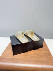 ALAIA FLAT SANDALS WITH PERFORATED STRAPS 25S IN GOLD LAMBSKIN