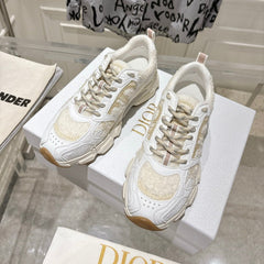 DIOR 25S MILE SERIES SNEAKERS 45MM IN WHITE CALFSKIN AND SHEARLING