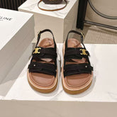 CELINE 25S TIPPI TRIOMPHE SANDAL IN BLACK CALFSKIN SUEDE