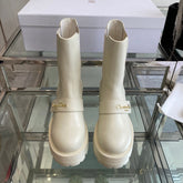 DIOR 25S D-QUEST ANKLE BOOT 35MM IN WHITE CALFSKIN GOLD HARDWARE