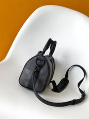 LV 25S KEEPALL BANDOULIÈRE 25 BAG IN DAMOFLAGE BLACK CALFSKIN