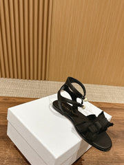 DIOR ADIORABLE SANDALS 25S IN BLACK FABRIC AND LAMBSKIN WITH PEARL DETAILING