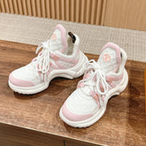 LV ARCHLIGHT SNEAKER IN WHITE MIX BABY PINK EMBOSSED CALFSKIN