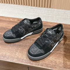 FENDI MATCH TRAINER IN BLACK CALFSKIN AND HIGH-DENSIITY FABRIC