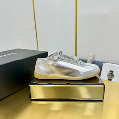 CC SNEAKER IN SILVER GRAY CALFSKIN AND SUEDE