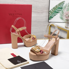 VALENTINO 25S GARAVANI VLOGO SIGNATURE HIGH-HEEL SANDALS 110 MM IN WARM BEIGE SUEDE