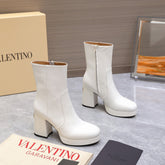 VALENTINO 25S ANKLE BOOTS WITH ZIPPER 90 MM IN WHITE CALFSKIN