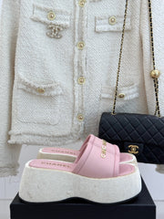 PLATFORM SLIPPERS IN BABY PINK LAMBSKIN