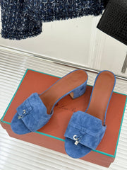 HIGH HEELS IN BLUE SUEDE AND LAMBSKIN