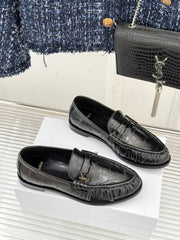 YSL 25S LOAFERS IN BLACK EMBOSSED LAMBSKIN