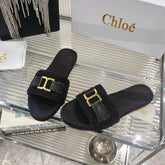 WOVEN SLIPPER IN BLACK WOOL AND LAMBSKIN GOLD HARDWARE
