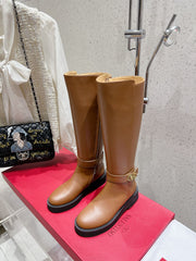 VALENTINO 25S KNEE-HIGH BOOTS IN BROWN CALFSKIN STYLE 8
