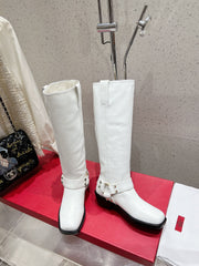 VALENTINO 25S KNEE-HIGH BOOTS IN WHITE CALFSKIN STYLE 3