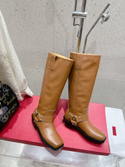 VALENTINO 25S KNEE-HIGH BOOTS IN BROWN CALFSKIN STYLE 2