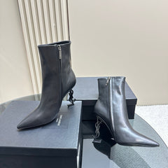 SL OPYUM HEELED BOOT BLACK CALFSKIN