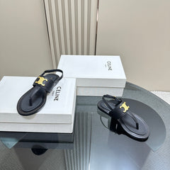 LYMPIA TRIOMPHE THONG IN CALFSKIN BLACK