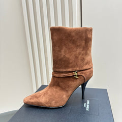 NIKI BOOTIES IN ASH BROWN SUEDE