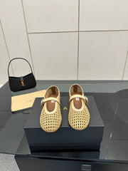 ALAIA MARY JANE FLAT 25S IN BEIGE WOVEN MESH