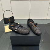 ALAIA MARY JANE FLAT 25S IN BLACK WOVEN MESH
