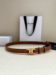 CELINE 25S BELT TRIOMPHE TAURILLON 25MM IN CARAMEL CALFSKIN 557498