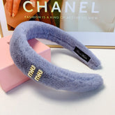 HEAD BAND IN LAVENDER GRAY RABBIT FUR