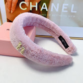 HEAD BAND IN PINK RABBIT FUR