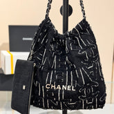 CHANEL 22 BAG 25S 37 CM IN BLACK DENIM
