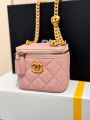 CHANEL 25S MINI VANITY BAG 11 CM IN LIGHT PINK LAMBSKIN WITH GOLD HARDWARE