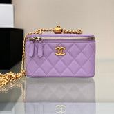 CHANEL 25S MINI VANITY BAG 16 CM IN PURPLE LAMBSKIN WITH GOLD HARDWARE