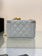 CHANEL 25S MINI VANITY BAG 16 CM IN GREY LAMBSKIN WITH GOLD HARDWARE