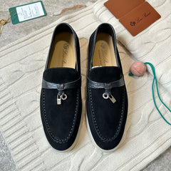 LP LOAFERS 25S IN BLACK SUEDE MIX LAMBSKIN