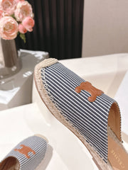 CELINE 25S LES ESPADRILLES MULE IN BLUE STRIPES CANVAS