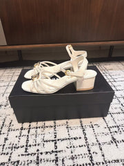 MID HEEL SANDALS IN WHITE LAMBSKIN