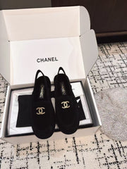 SLINGBACK LOAFER IN BLACK SUEDE AND SHEARLING