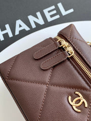 CHANEL 25S VANITY BAG 19.5 CM IN BURGUNDY BROWN LAMBSKIN