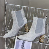 ICON HEELED ANKLE BOOT COOL GRAY SUEDE 8 CM