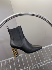 ICON HEELED ANKLE BOOT BLACK CALFSKIN 8 CM